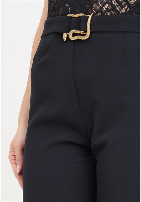 Black women's trousers with golden metal snake buckle JUST CAVALLI | 76PAA131N0298899
